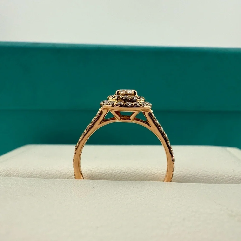 Tiffany & Co. Soleste Double Halo Diamond Ring 18k Rose Gold